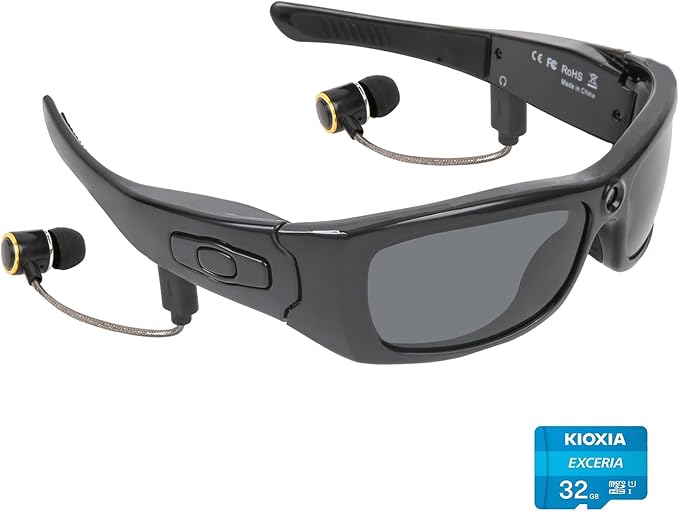 Hereta Kamera Sonnenbrille, Bluetooth Sonnenbrille Full HD 1080P Videokamera Brille mit UV-Schutz Polarisierte Linse für Outdoor und Reisen, SM-21B