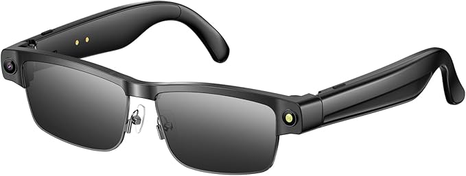 CatXQ AI Smart Bluetooth-Brille mit Kamera - 8MP HD/1200P stabilisiertes Video/Foto | Echtzeit-Übersetzung | Anrufe & Musik | Sprachsteuerung für Outdoor & Reisen - Sonnenbrille