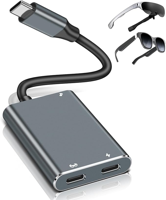 XREAL Hub, Lade und Play-Adapter,versorgen Sie Ihre AR-Brille beim Laden Ihres Quellgeräts,kompatibel Steam Deck,Sw-Itch,ROG Ally,i-Phone 15 16 oder Android-Handy,65W Schnellladung(18 cm)