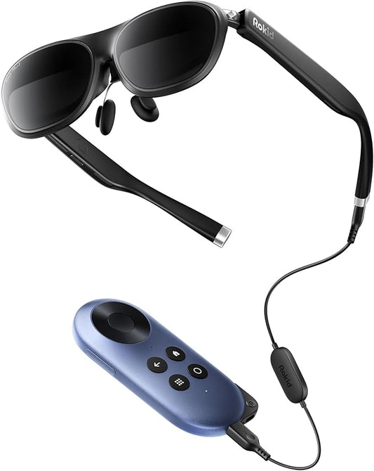 Rokid Joy 2, Max 2 AR Brille Schwarz mit Station, 215" tragbares Display, 50° FOV und 600nits Leuchtdichte, kompatibel mit Android, Spielkonsolen und Computers