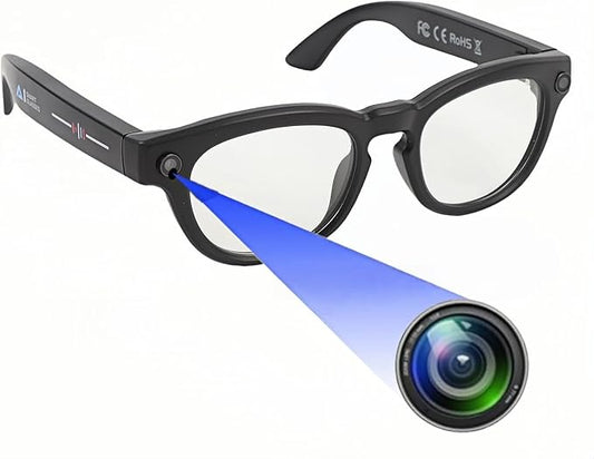 XUMIUZIY Kameragläser, Sportgläser Im Freien mit Kamera, HD -Smart -Videoaufnahme, Tragbare Sonnenbrille mit 11 Sprachen Übersetzung, Zum Fahren, Radfahren, Angeln, Wandern