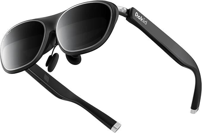 Rokid Max 2 AR Brille Schwarz, 215" Micro-OLED Display, Myopia Adjustable (0-600D), 120Hz, 50° FOV und 600nits Leuchtdichte, kompatibel mit Android und PC/ROG/Steam