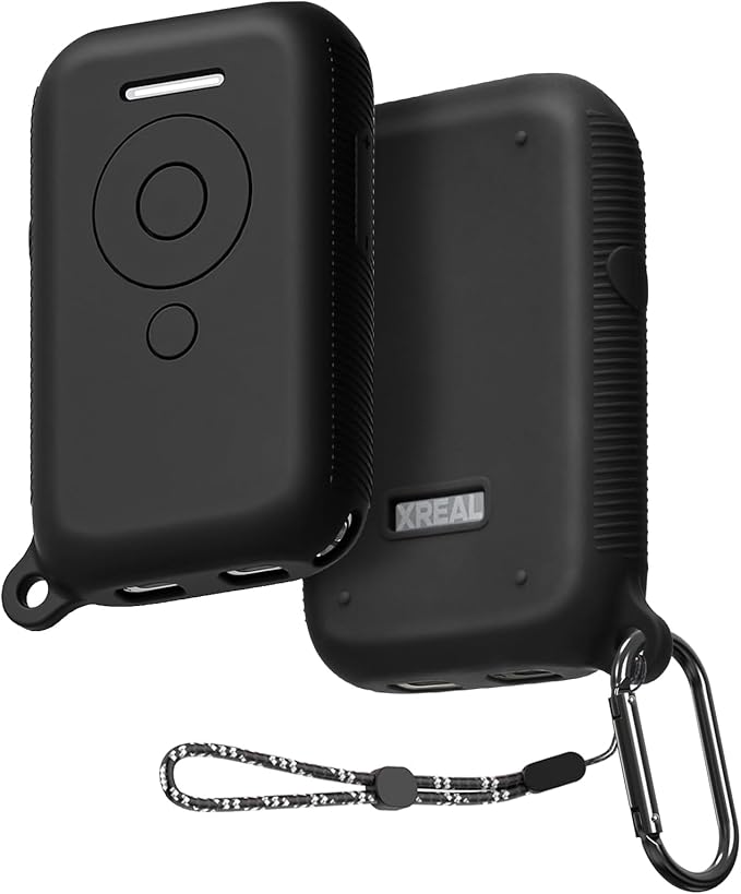 DLseego Schutzhülle für XREAL Beam,Silikon Hülle Voller Schutz Shell Anti-Scratch Shock Absorption Skin Cover für XREAL Air mit Keychain & Lanyard,Schwarz